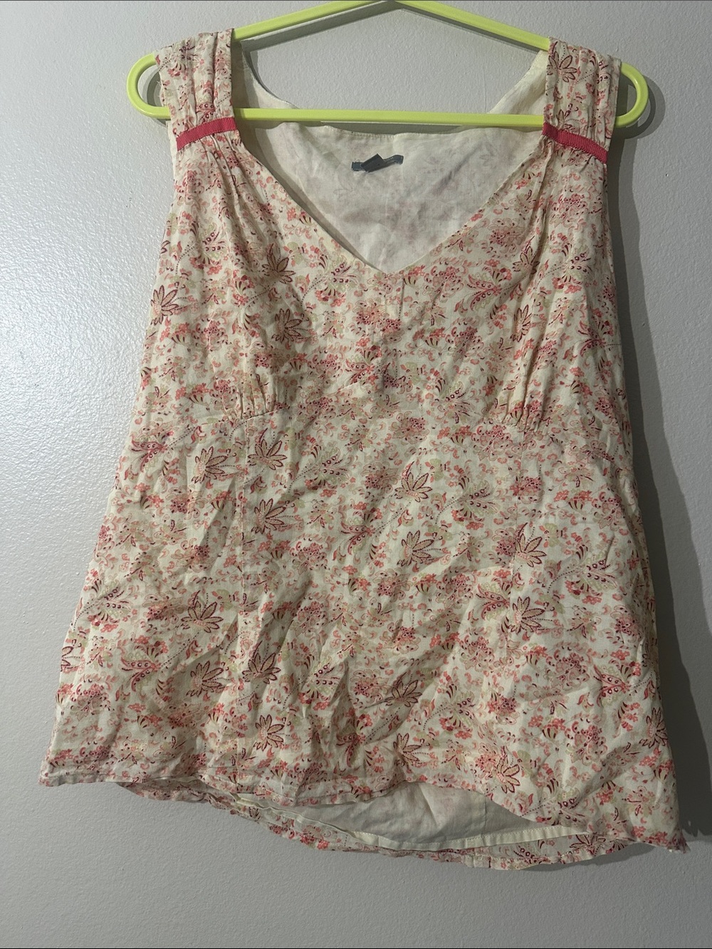 ANN TAYLOR Women's Cream Floral V-Neck Tank Top - Unknown Brand Sz 12